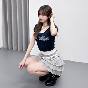 FEARLESS BUTTON CROP TEE/ 2色