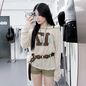 17 ONE OFF SHOULDER  OVERFIT KNITWEAR/ 2色