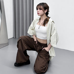 [UNISEX] RIVET WIDE NYLON PANTS/ 1色