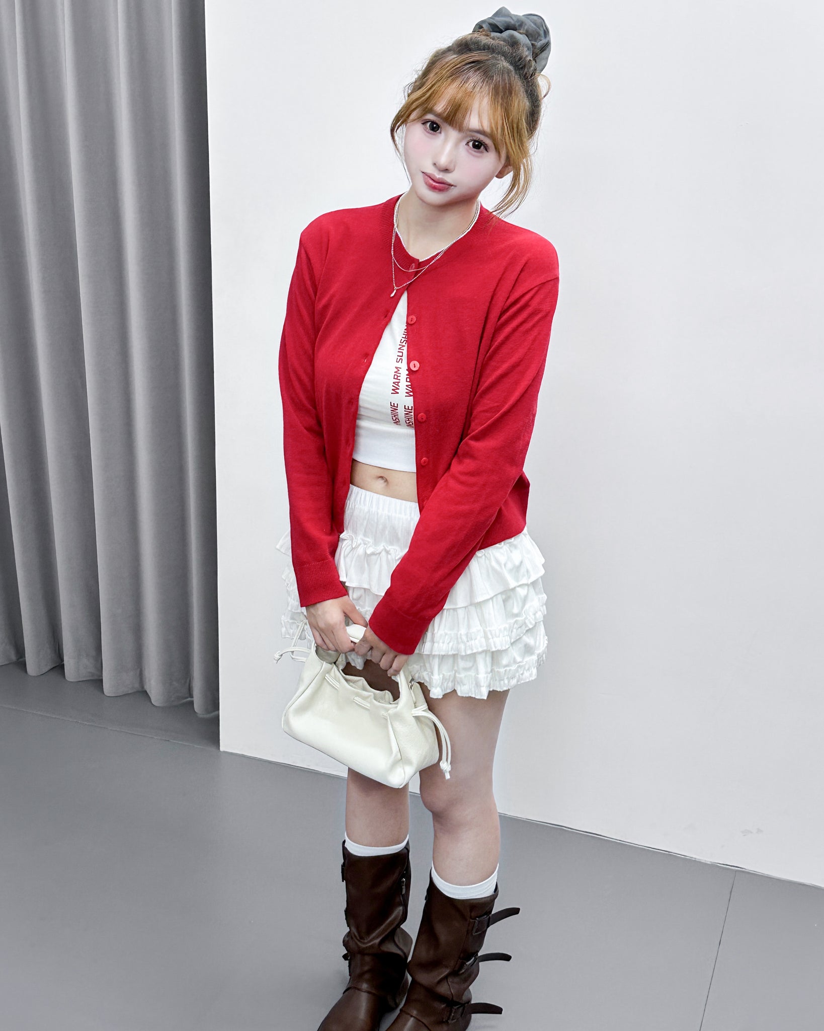 JULIA SEMI-CROP KNIT CARDIGAN/ 2色