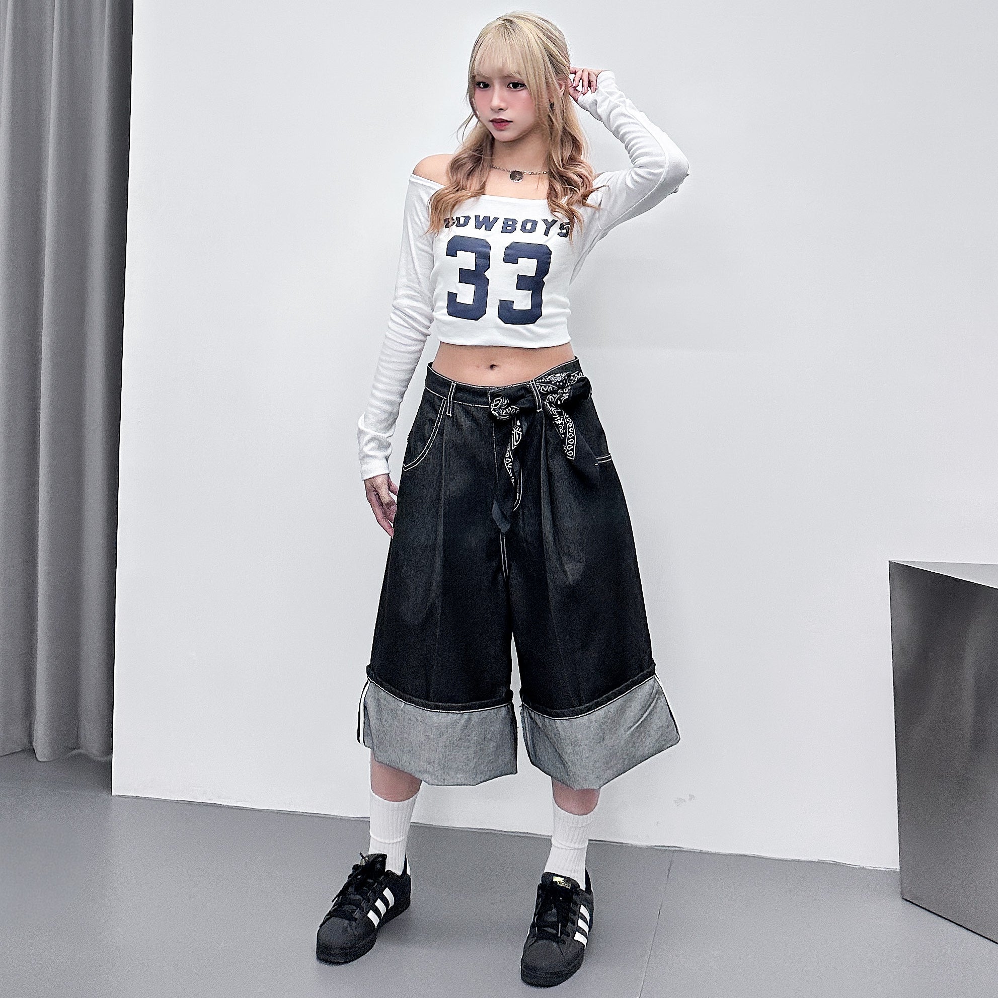 COWBOY SEMI CROP LONG SLEEVE TOP/ 2色