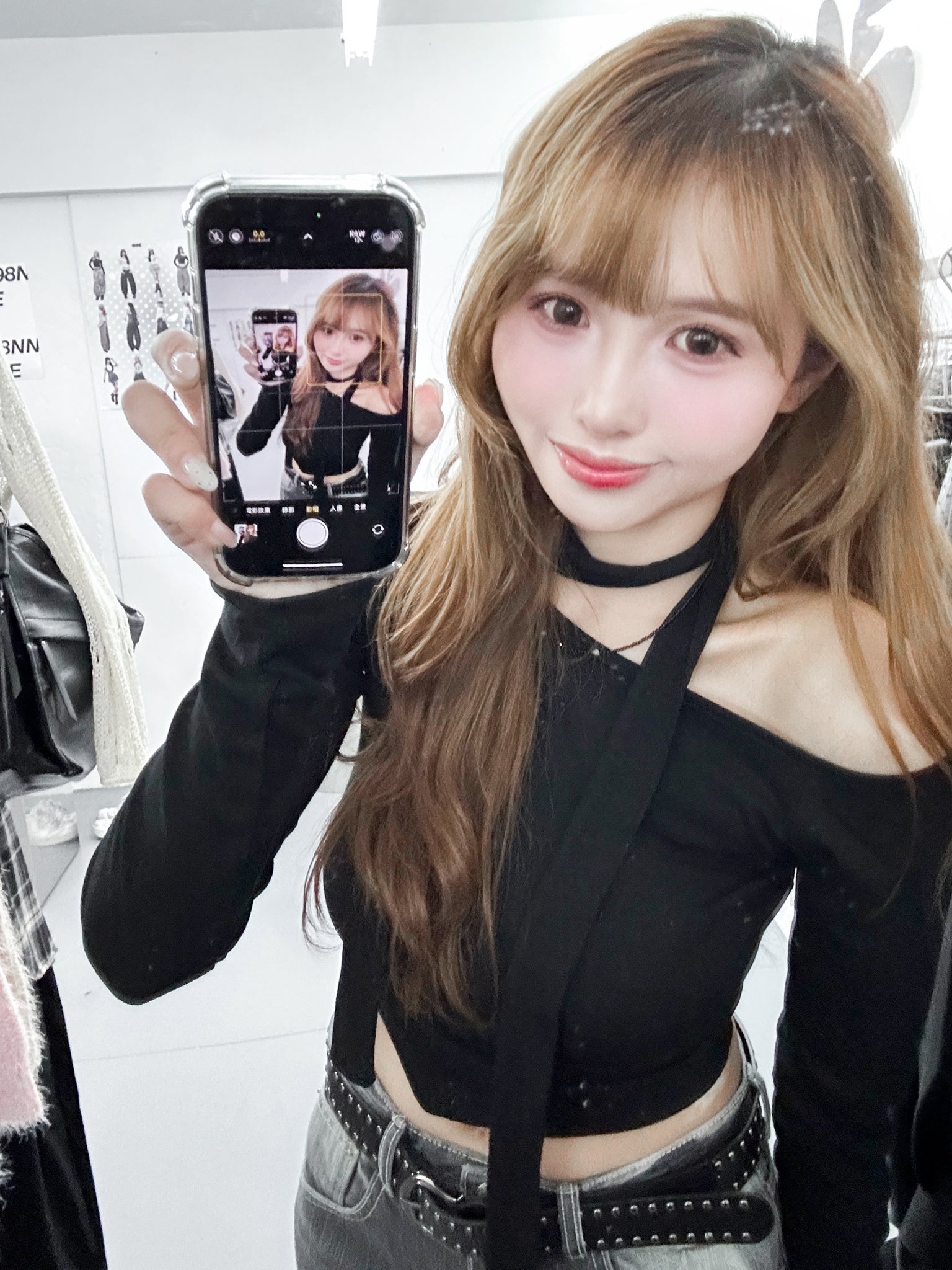 [SET] UNBALANCED ONE-OFF SHOULDER TOP WITH SCARF/ 3色