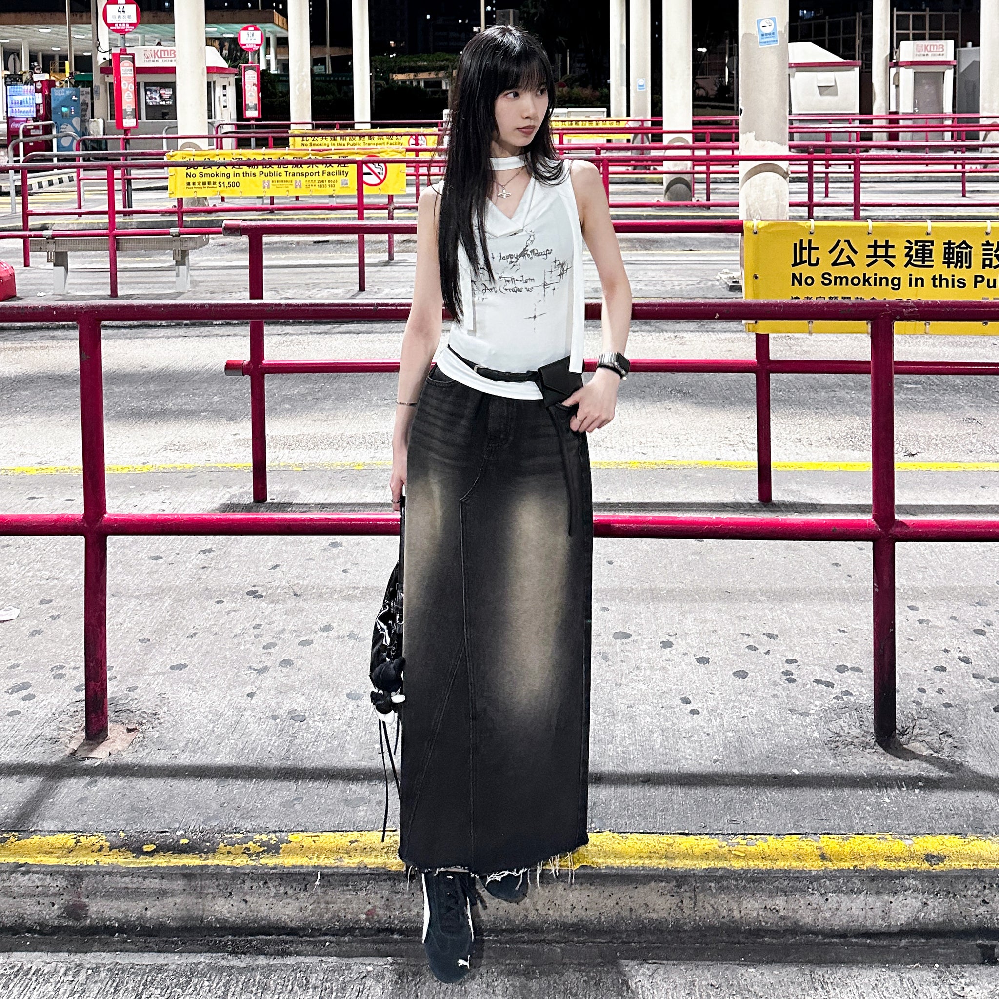 [小個子&高個子OK!] 蘇蘇邊漸闊A-CUT DENIM LONG SKIRT/ 1色