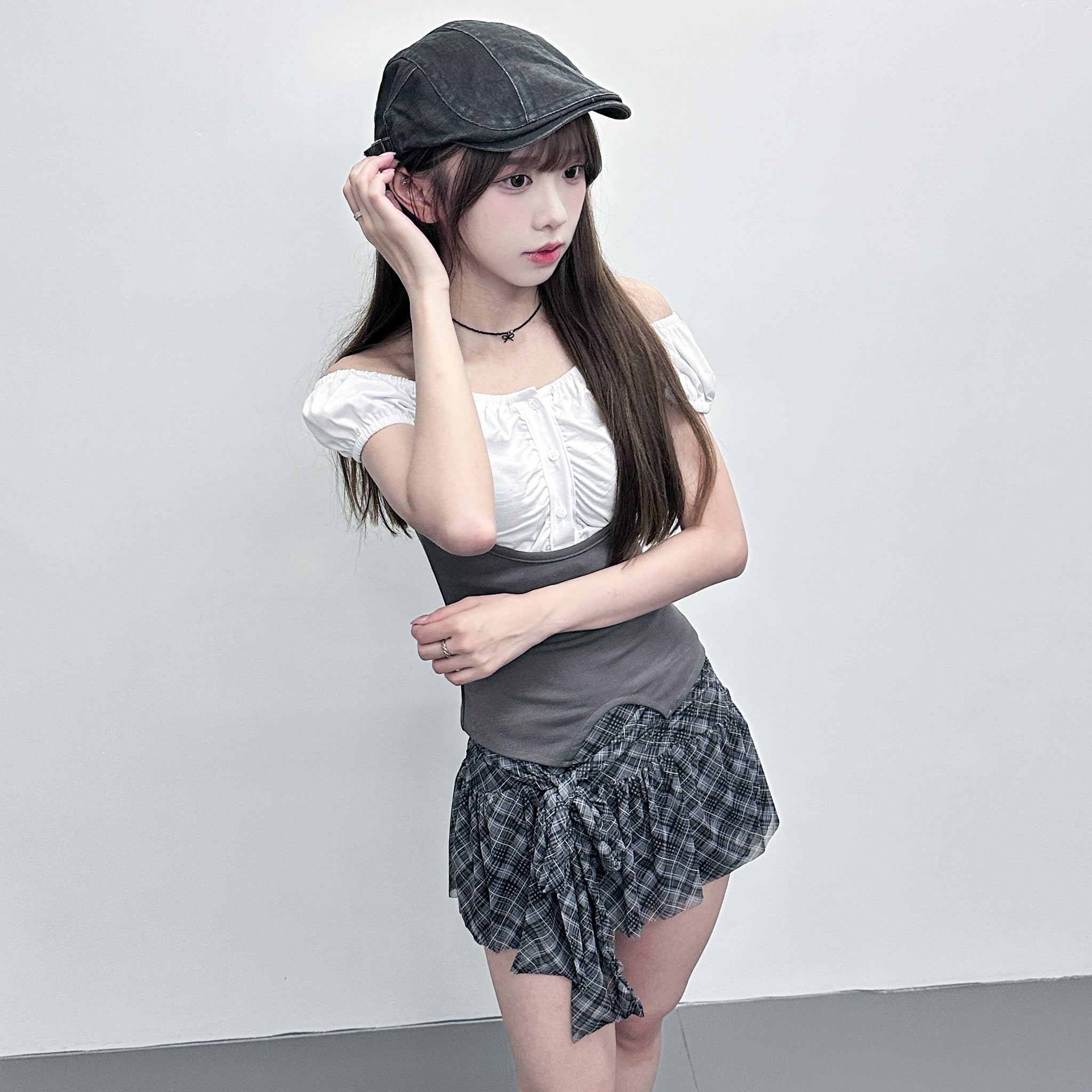 [2WAY] 假兩件HALTER TAYLOR TOP/ 2色