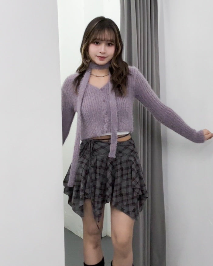 girly松針絨毛茸茸crop冷衫外套+頸帶/ 3色