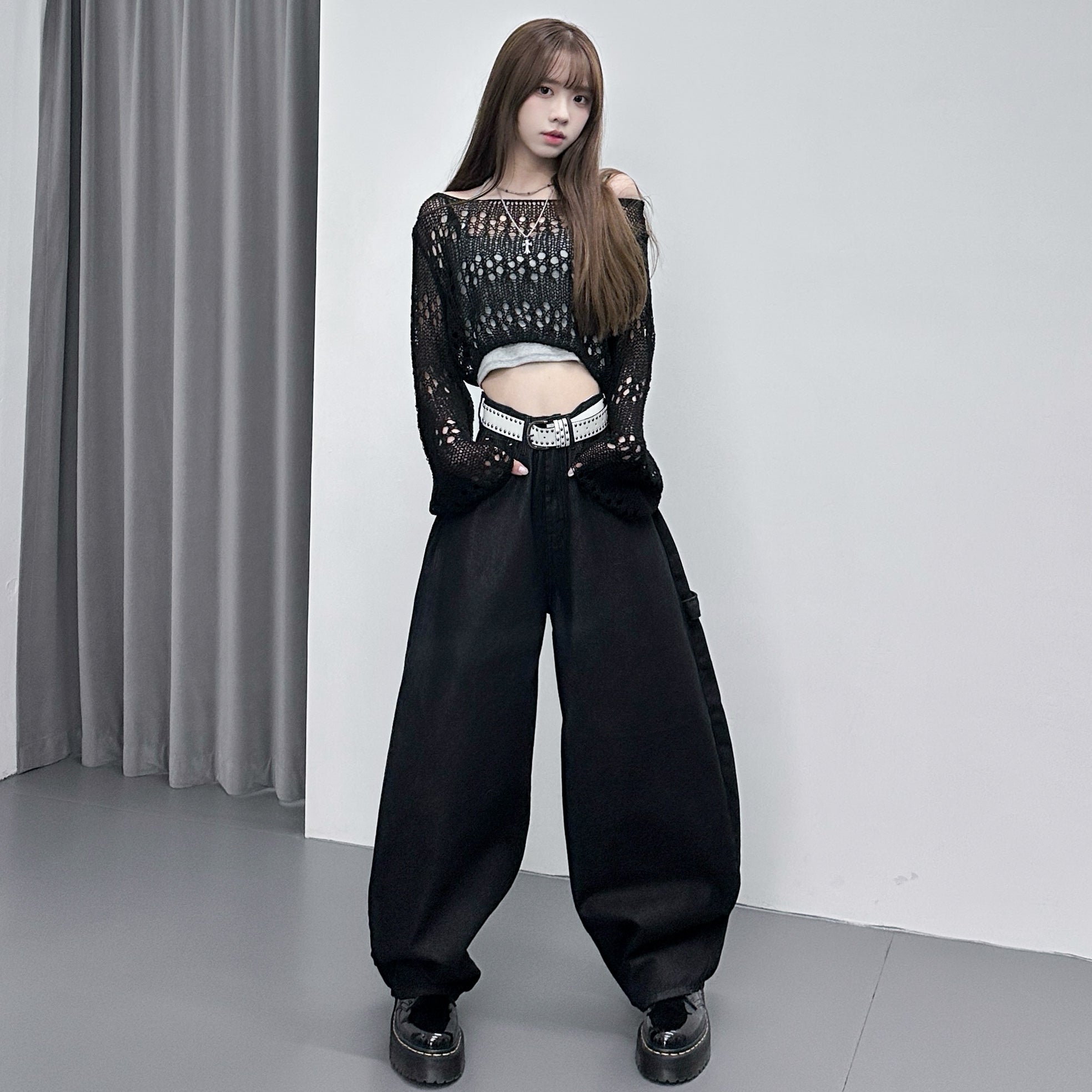 [BEST] STUDDED LEOPARD HOLY CROSS SCIMITAR PANTS/ 1色