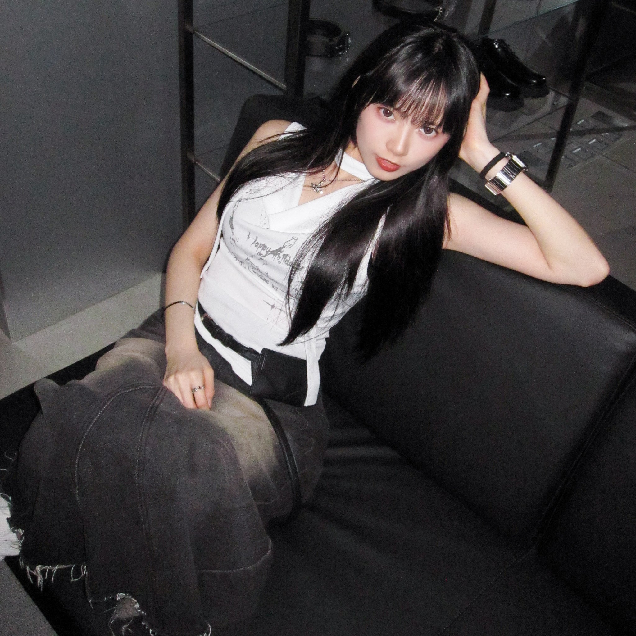 [2WAY: TANK TOP&OFF SHOULDER] SECRET ANGEL TOP WITH SCARF SET/ 1色