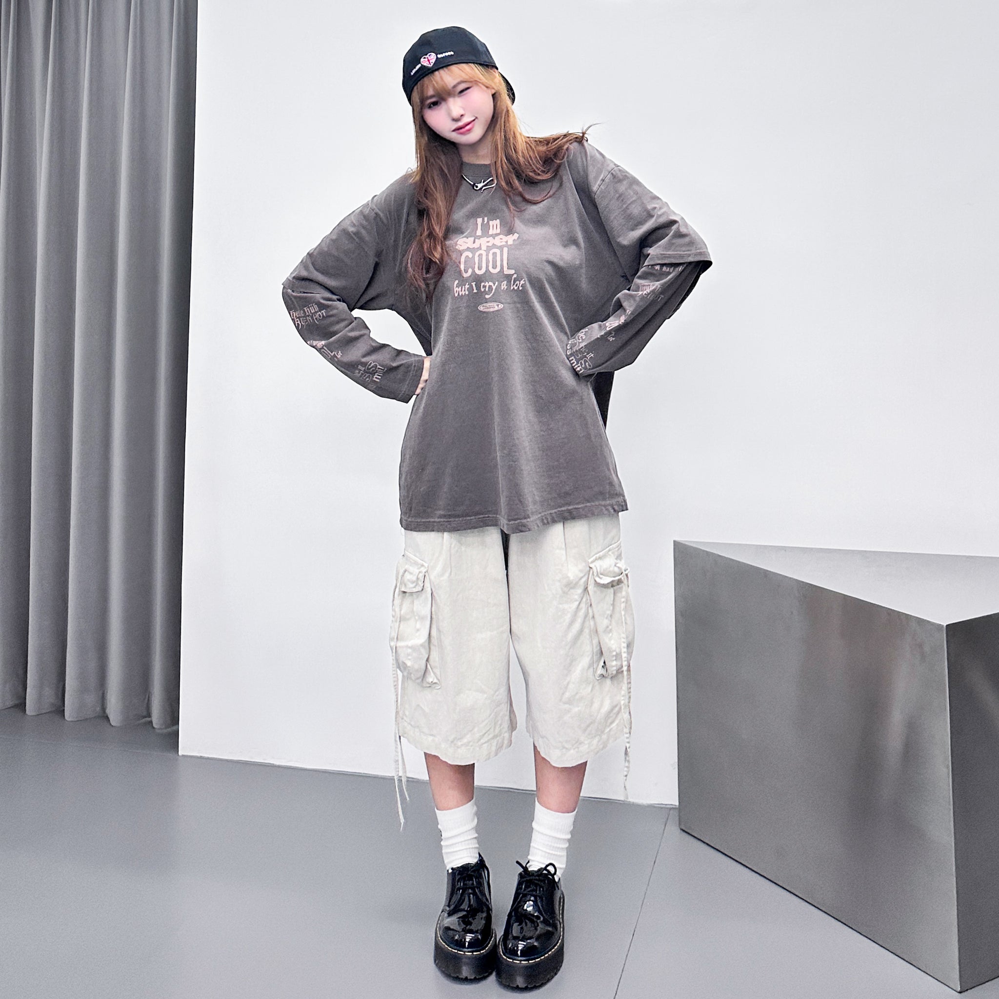 [UNISEX] 水洗BEST STRING CARGO BERMUDA PANTS/ 2色