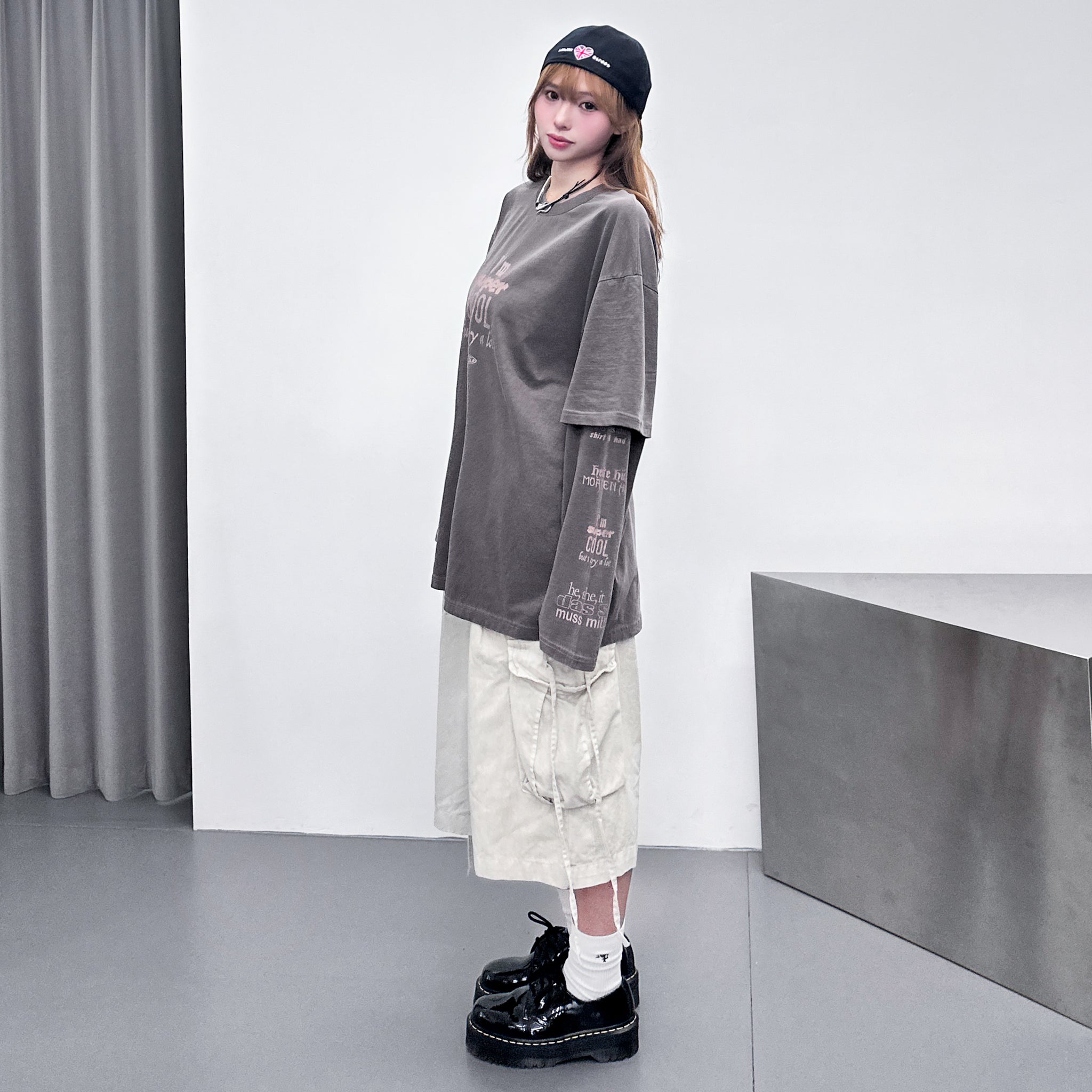 [UNISEX] 水洗假兩件I'M SUPER COOL BUT I CRY A LOT/ 2色