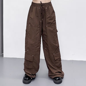 [UNISEX] RIVET WIDE NYLON PANTS/ 1色