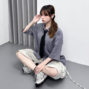 [UNISEX] SUMMER CHECKERED OVERSIZE SHIRT/ 1色