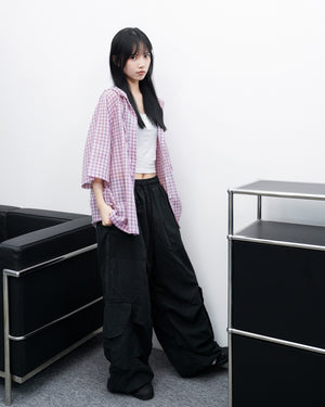 UNISEX霧面感WIDE PIN-TUCK CARGO PANTS/ 2色