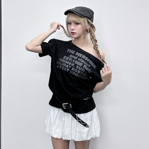 1988 UNBALANCED OFF SHOULDER  OVERFIT TEE/ 2色