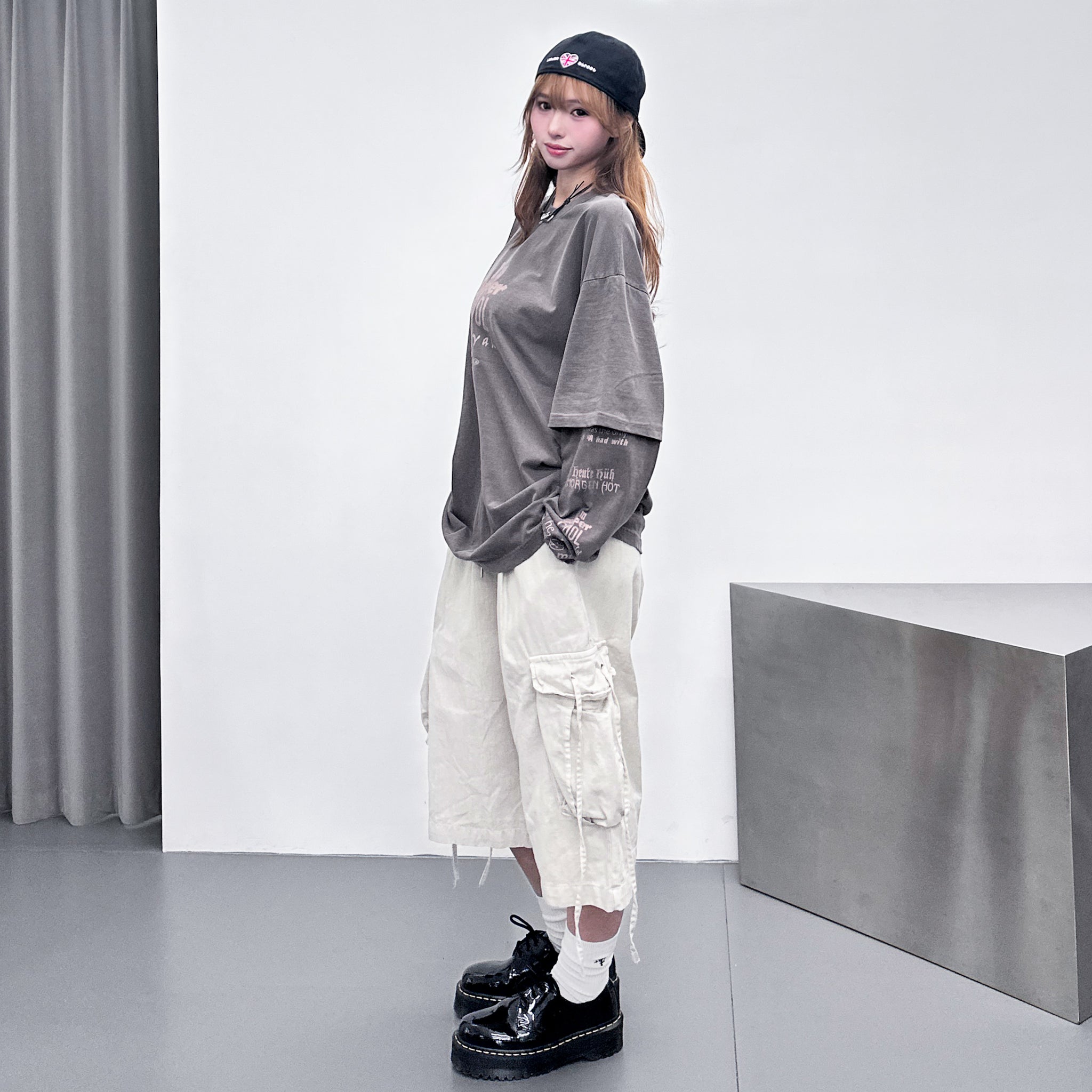 [UNISEX] 水洗BEST STRING CARGO BERMUDA PANTS/ 2色