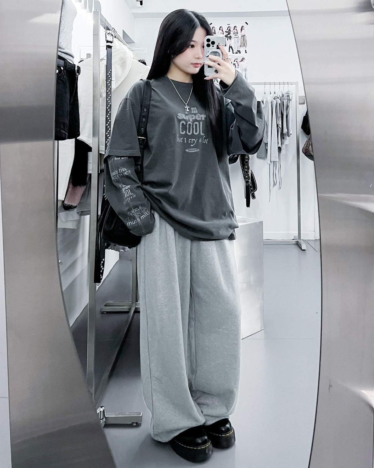 [UNISEX] 水洗假兩件I'M SUPER COOL BUT I CRY A LOT/ 2色