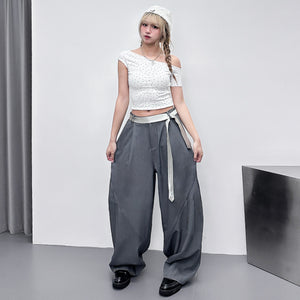 [韓妹必備] STARS UNBALANCED CROP TEE/ 3色