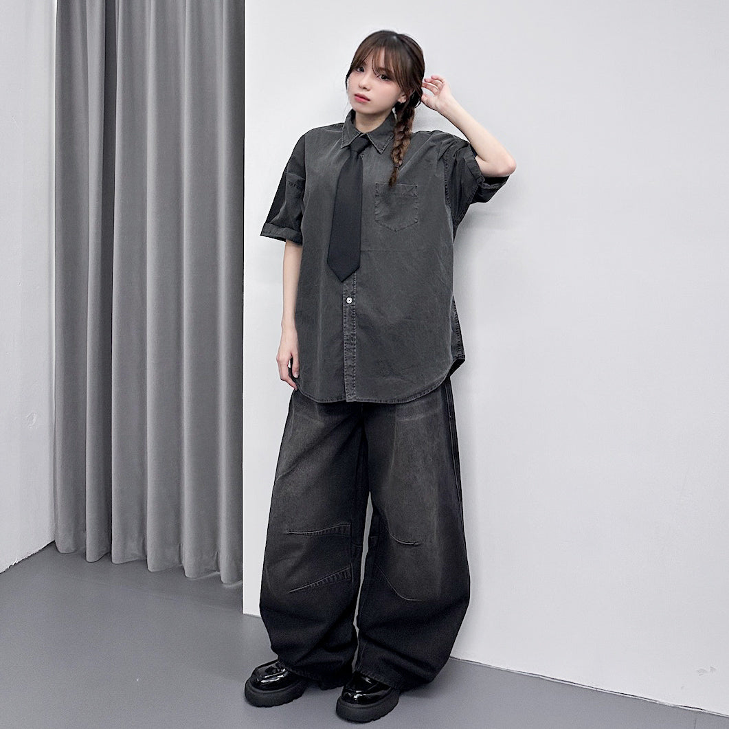 [BEST] UNISEX PIGMENT OVERSIZE SHIRT/ 4色