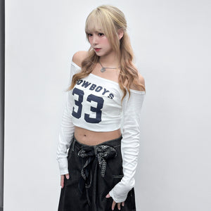 COWBOY SEMI CROP LONG SLEEVE TOP/ 2色