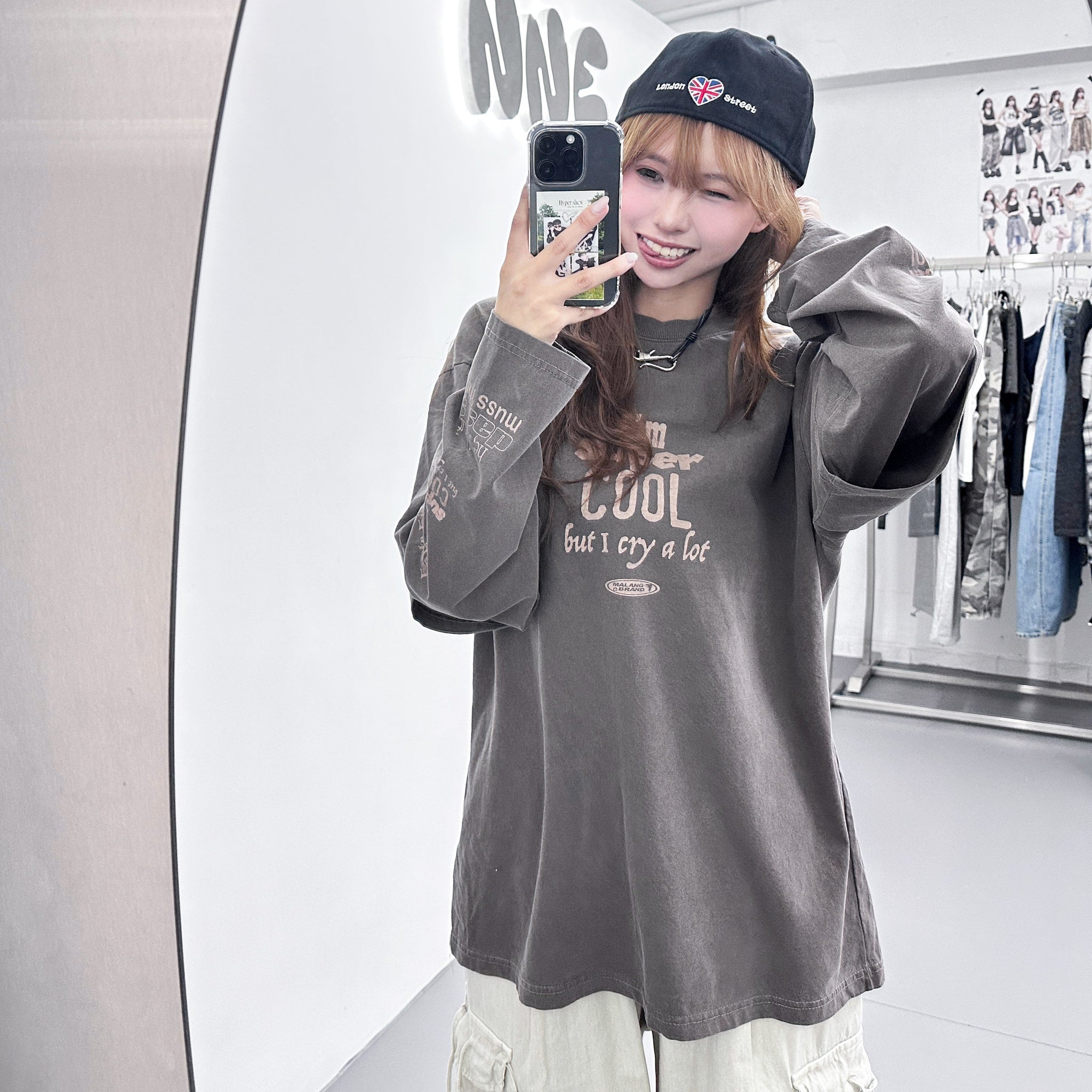 [UNISEX] 水洗假兩件I'M SUPER COOL BUT I CRY A LOT/ 2色