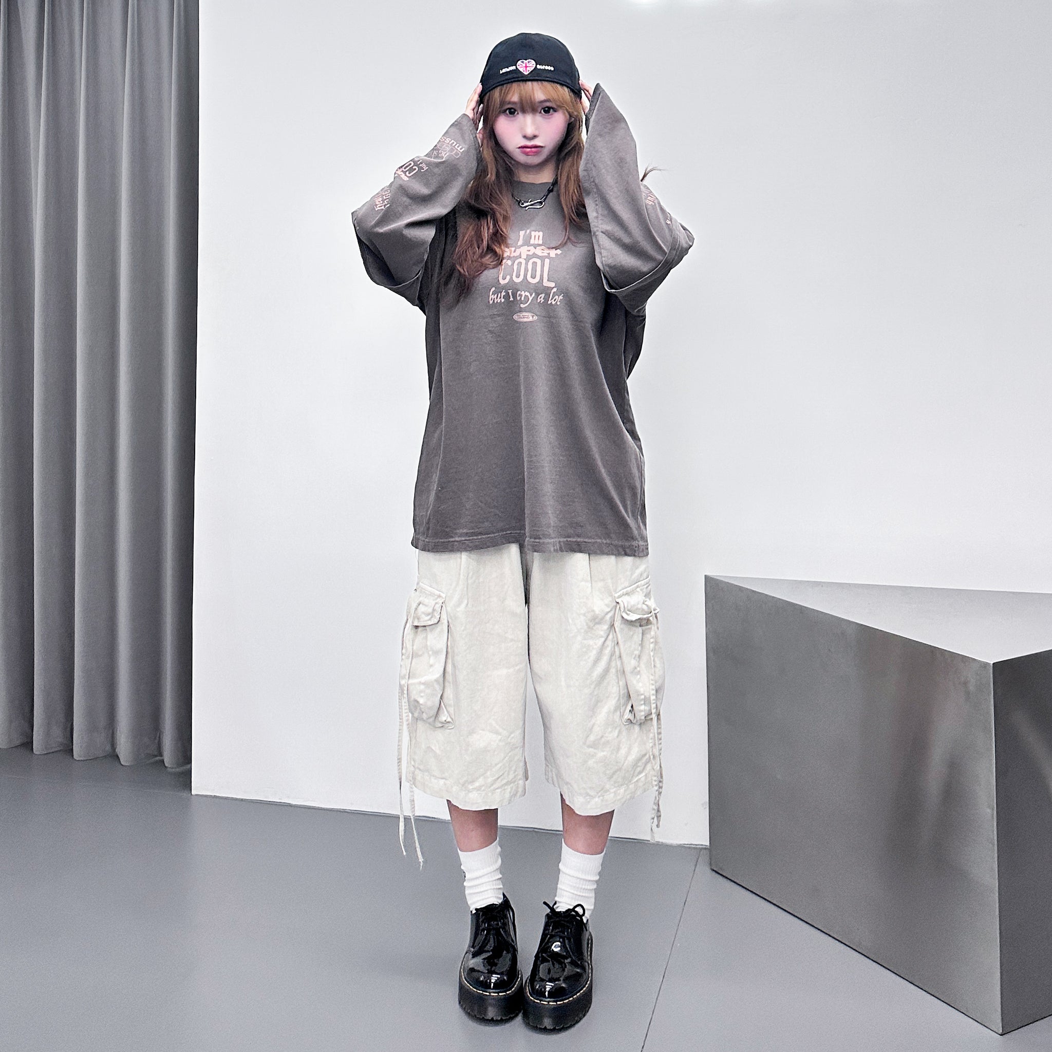 [UNISEX] 水洗假兩件I'M SUPER COOL BUT I CRY A LOT/ 2色