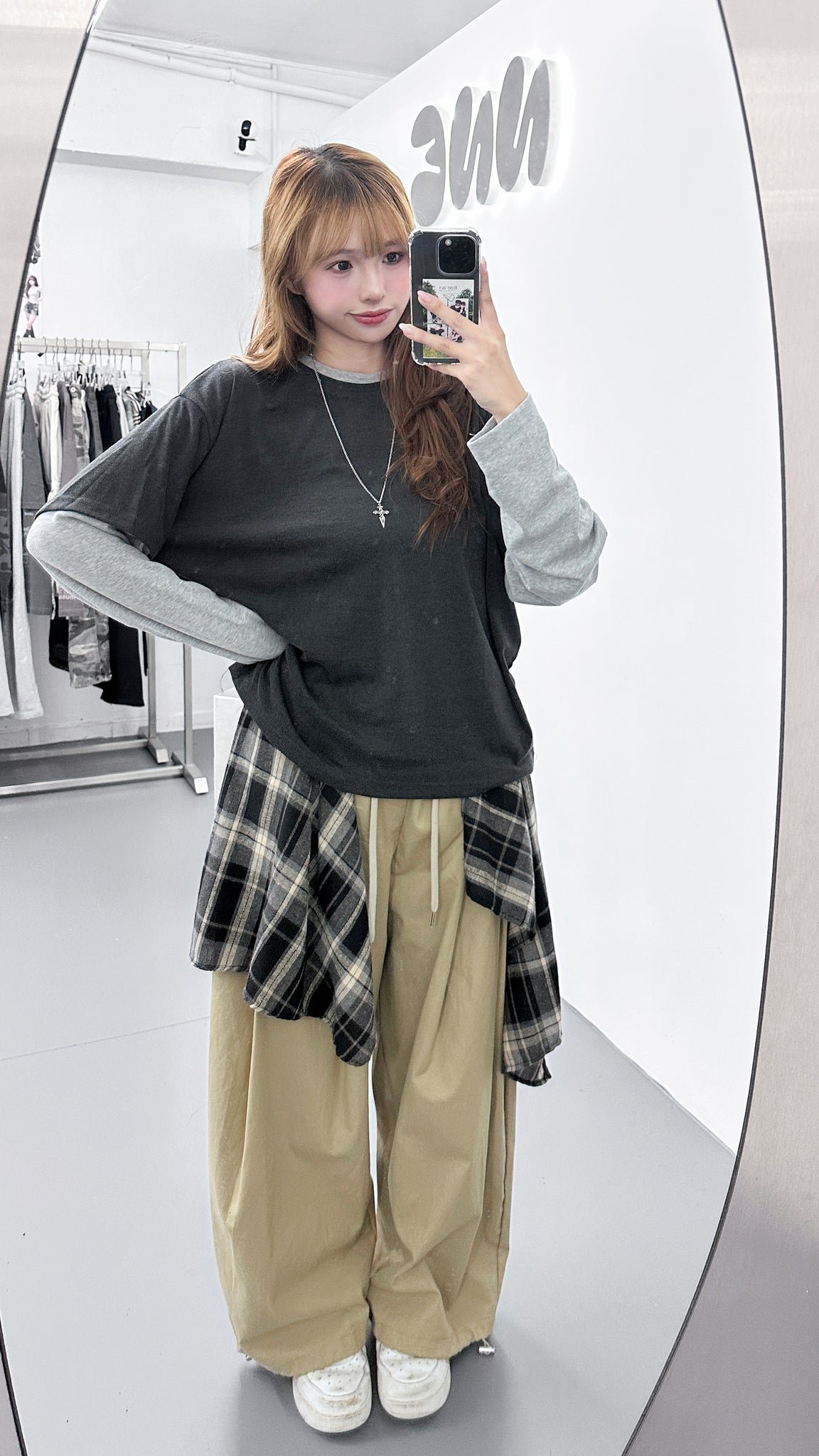 [UNISEX] 層次穿假兩件拼色長袖/ 2色