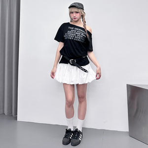 1988 UNBALANCED OFF SHOULDER  OVERFIT TEE/ 2色
