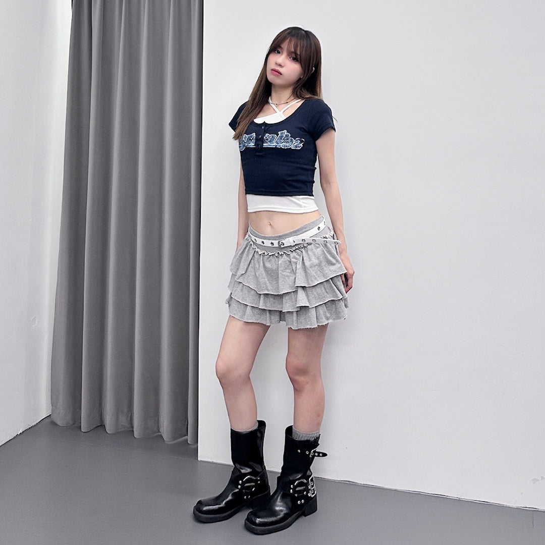 FEARLESS BUTTON CROP TEE/ 2色
