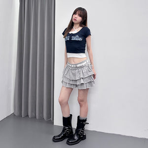 FEARLESS BUTTON CROP TEE/ 2色