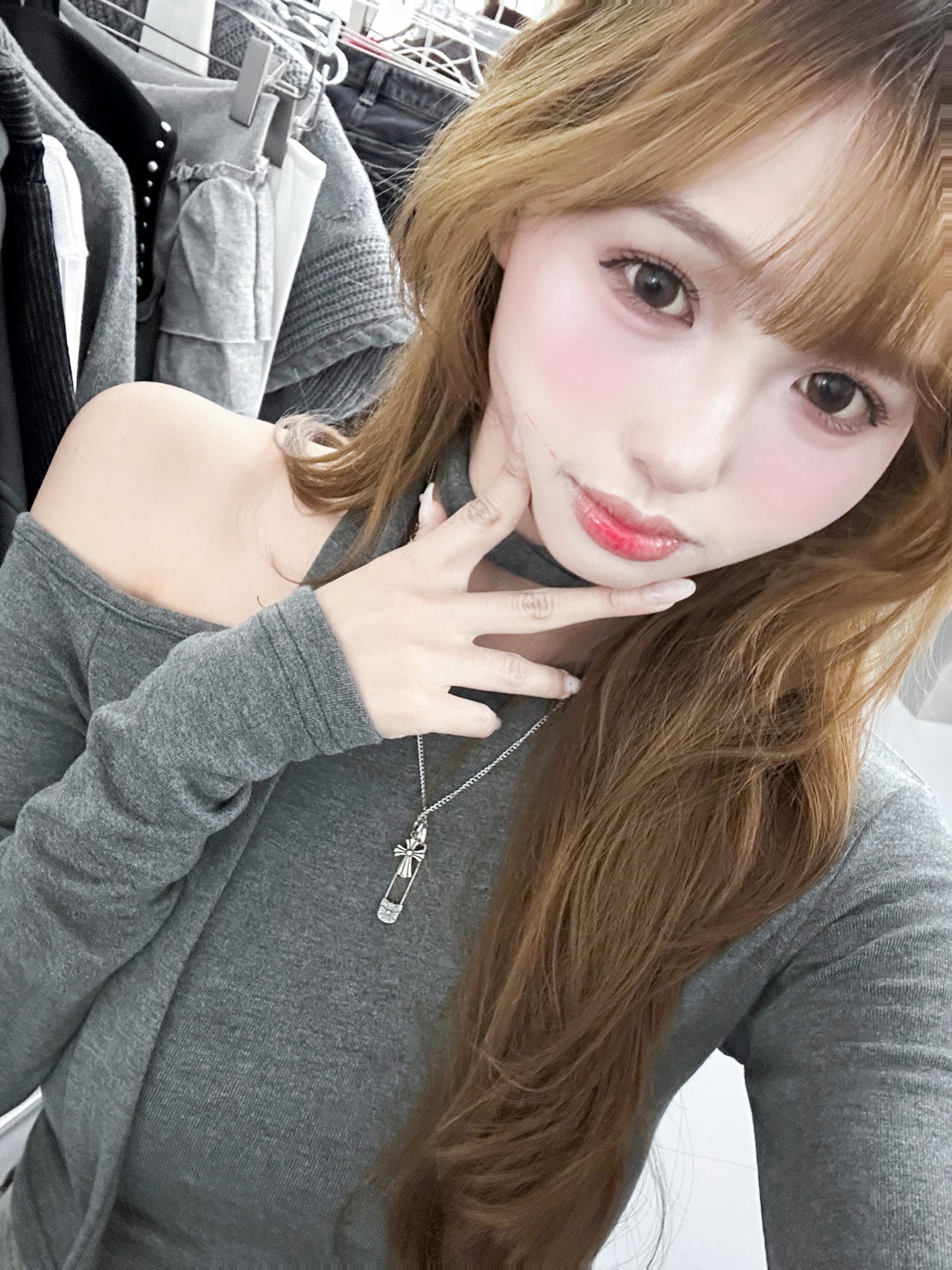 [SET] UNBALANCED ONE-OFF SHOULDER TOP WITH SCARF/ 3色