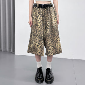 [UNISEX] 有皮帶位! LEOPARD BERMUDA PANTS/ 2色