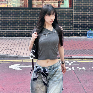 [2WAY] UNTIE THE KNOT CROP TEE/ 2色