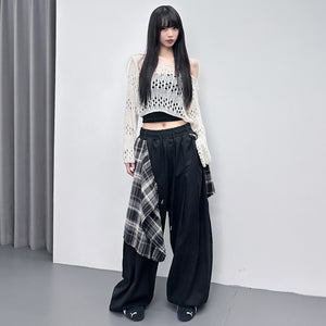 [UNISEX] 假兩件DOUBLE LAYER CHECK PANTS/ 2色