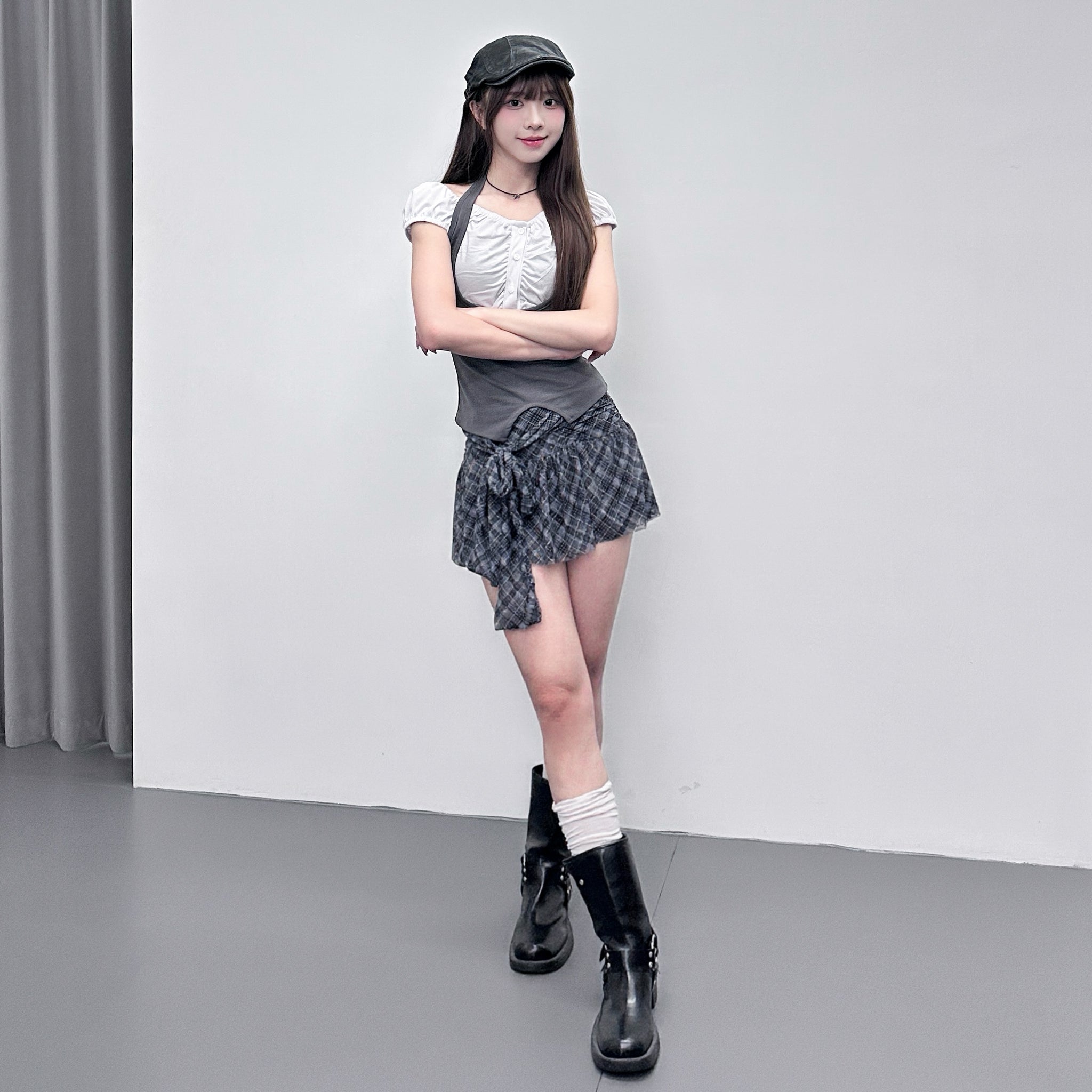 [2WAY] 假兩件HALTER TAYLOR TOP/ 2色