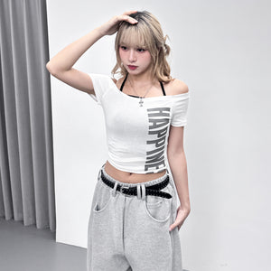 [BEST] 薄身超柔膚! HAPPINESS OFF SHOULDER TEE/ 2色