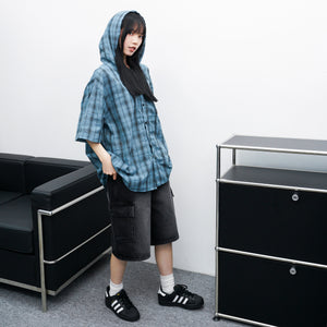 [BEST] BUTTONED CARGO BERMUDA DENIM PANTS/ 2色