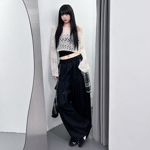 [UNISEX] 假兩件DOUBLE LAYER CHECK PANTS/ 2色