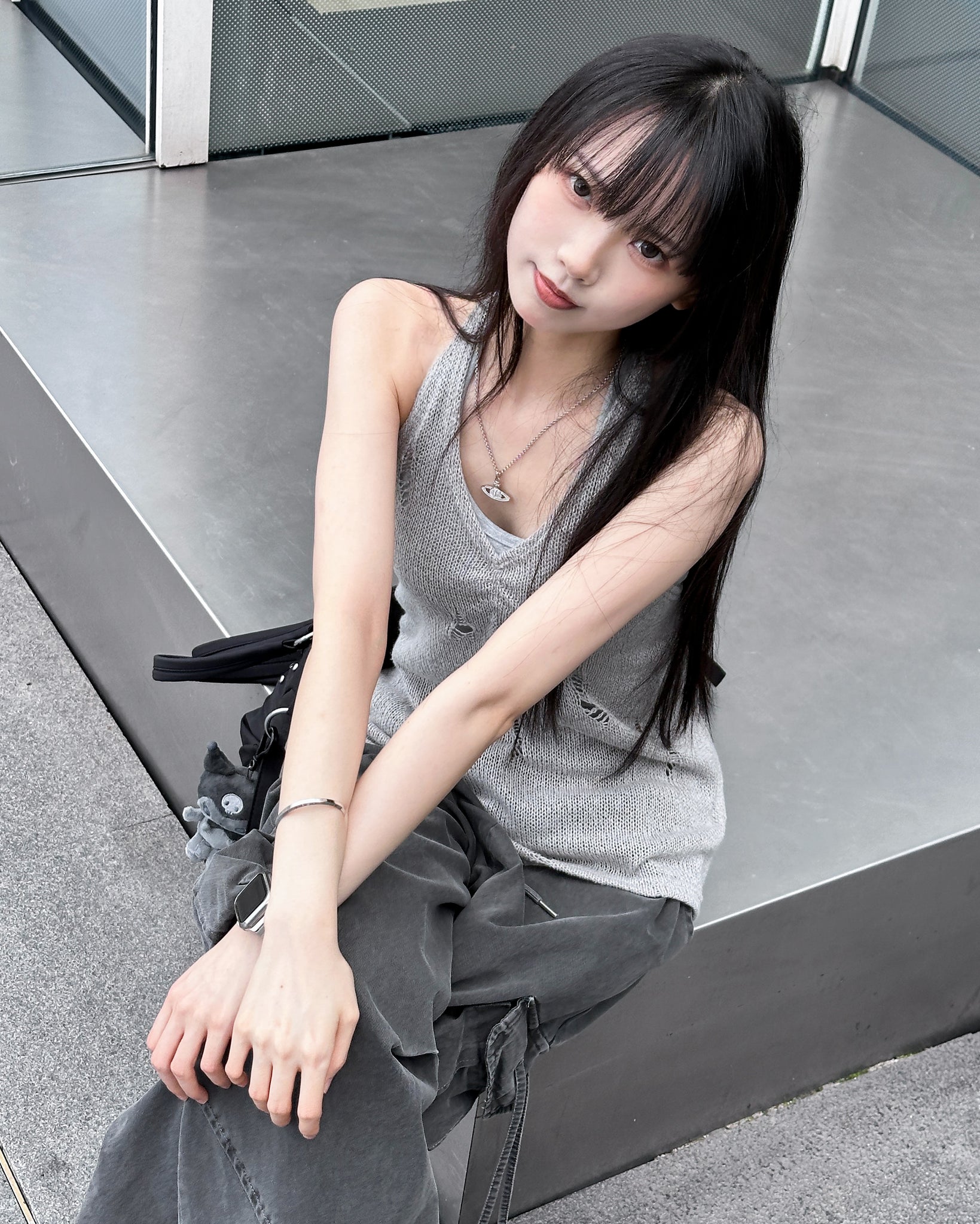 DAMAGE HALTER NECK SLEEVELESS KNIT/ 2色