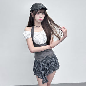 [2WAY] 假兩件HALTER TAYLOR TOP/ 2色