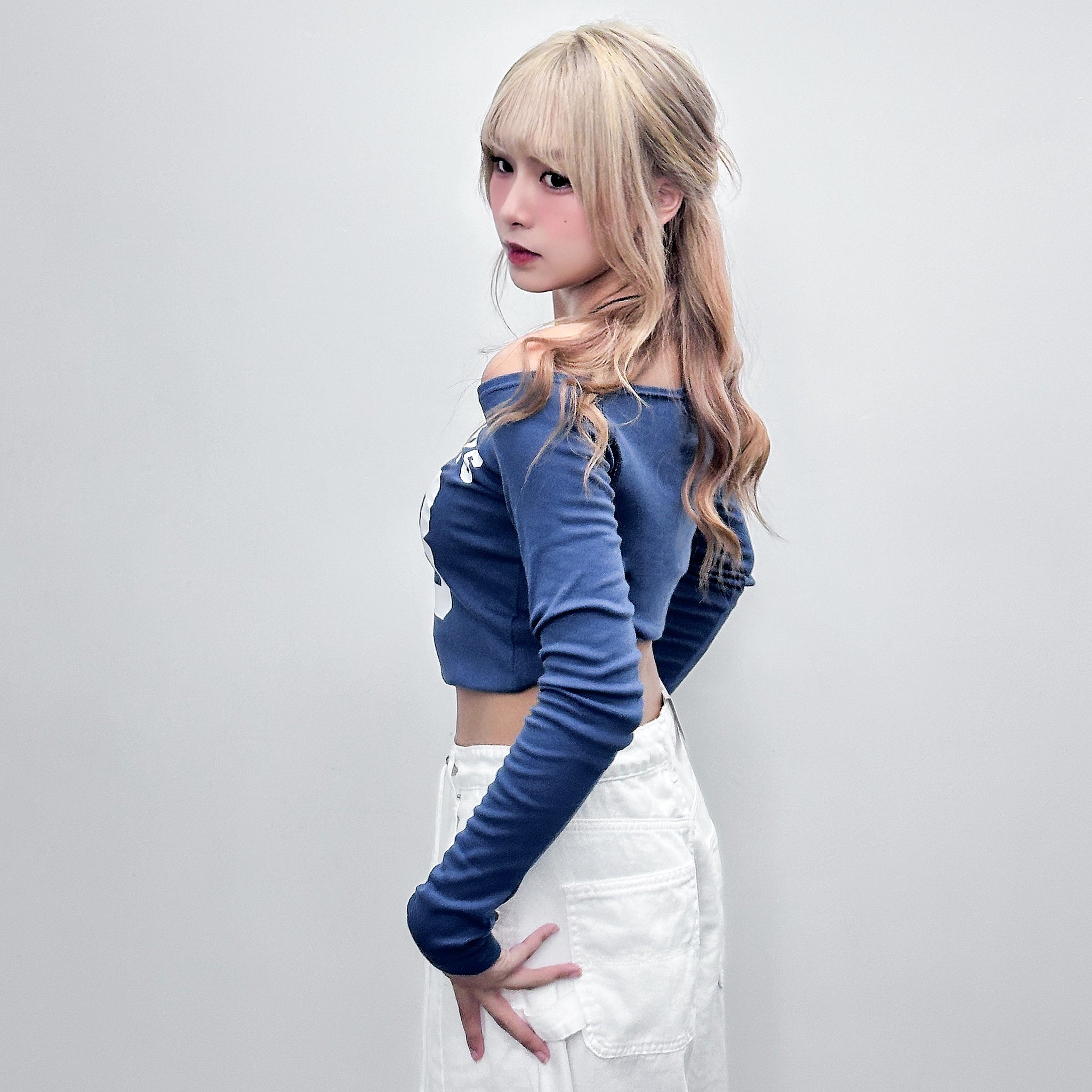 COWBOY SEMI CROP LONG SLEEVE TOP/ 2色