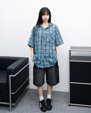 [BEST] BUTTONED CARGO BERMUDA DENIM PANTS/ 2色