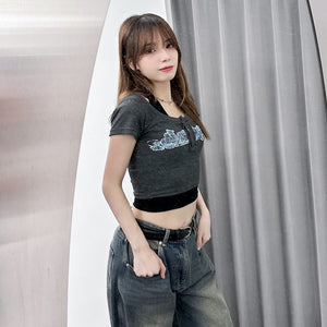 FEARLESS BUTTON CROP TEE/ 2色