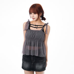 MidNight Washed Denim Skirt Pants/ 1色