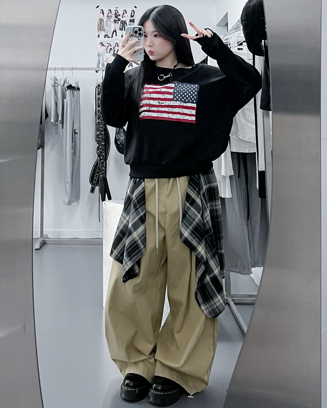 [UNISEX] 假兩件DOUBLE LAYER CHECK PANTS/ 2色