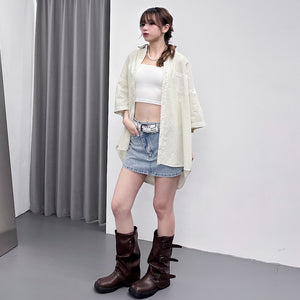 [BEST] UNISEX PIGMENT OVERSIZE SHIRT/ 4色