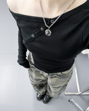 啪啪鈕RENEE ONE-OFF SHOULDER LONG SLEEVE TOP/ 2色