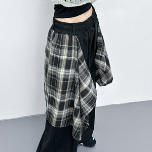 [UNISEX] 假兩件DOUBLE LAYER CHECK PANTS/ 2色
