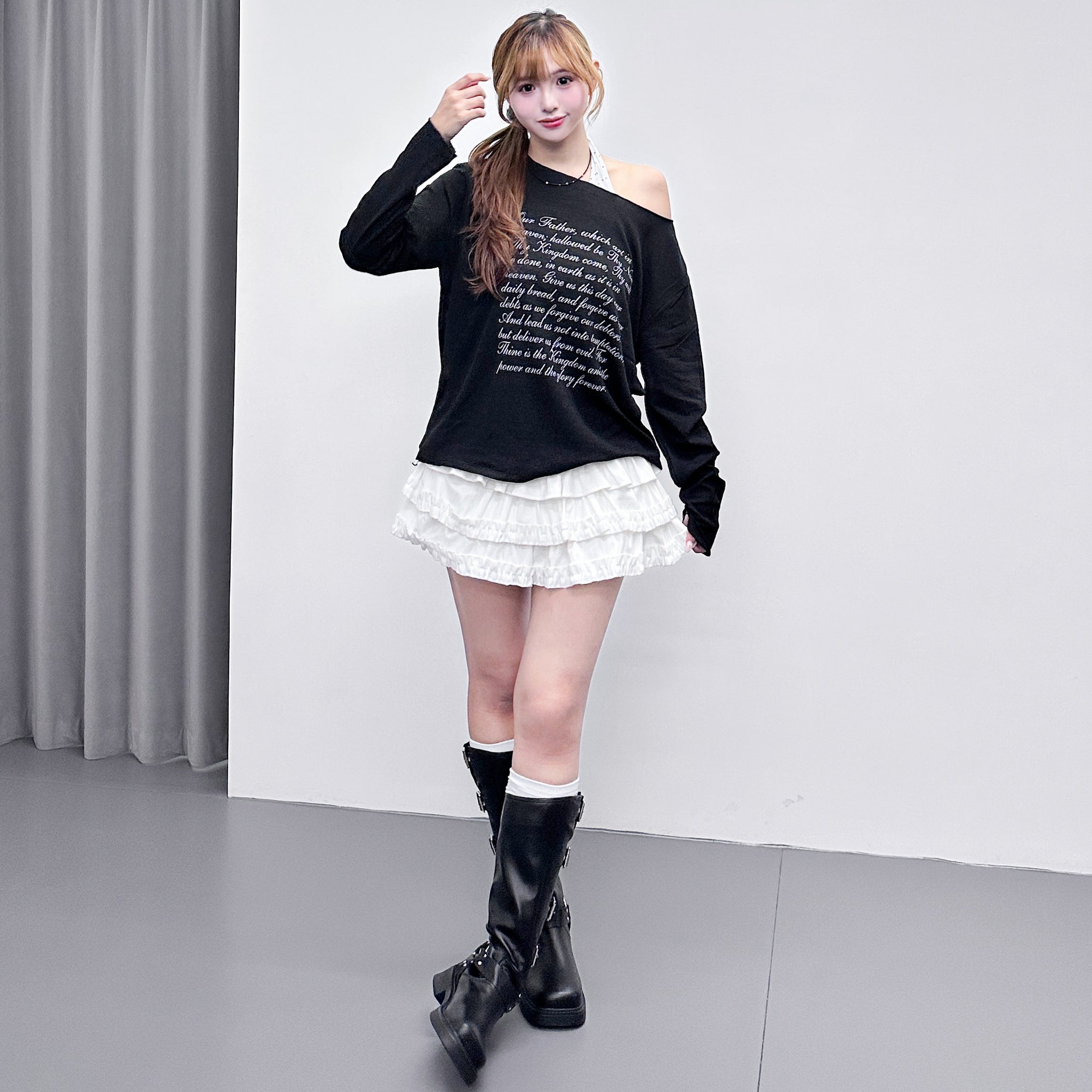 AMILIA LETTER OFF SHOULDER LONG SLEEVE/ 2色