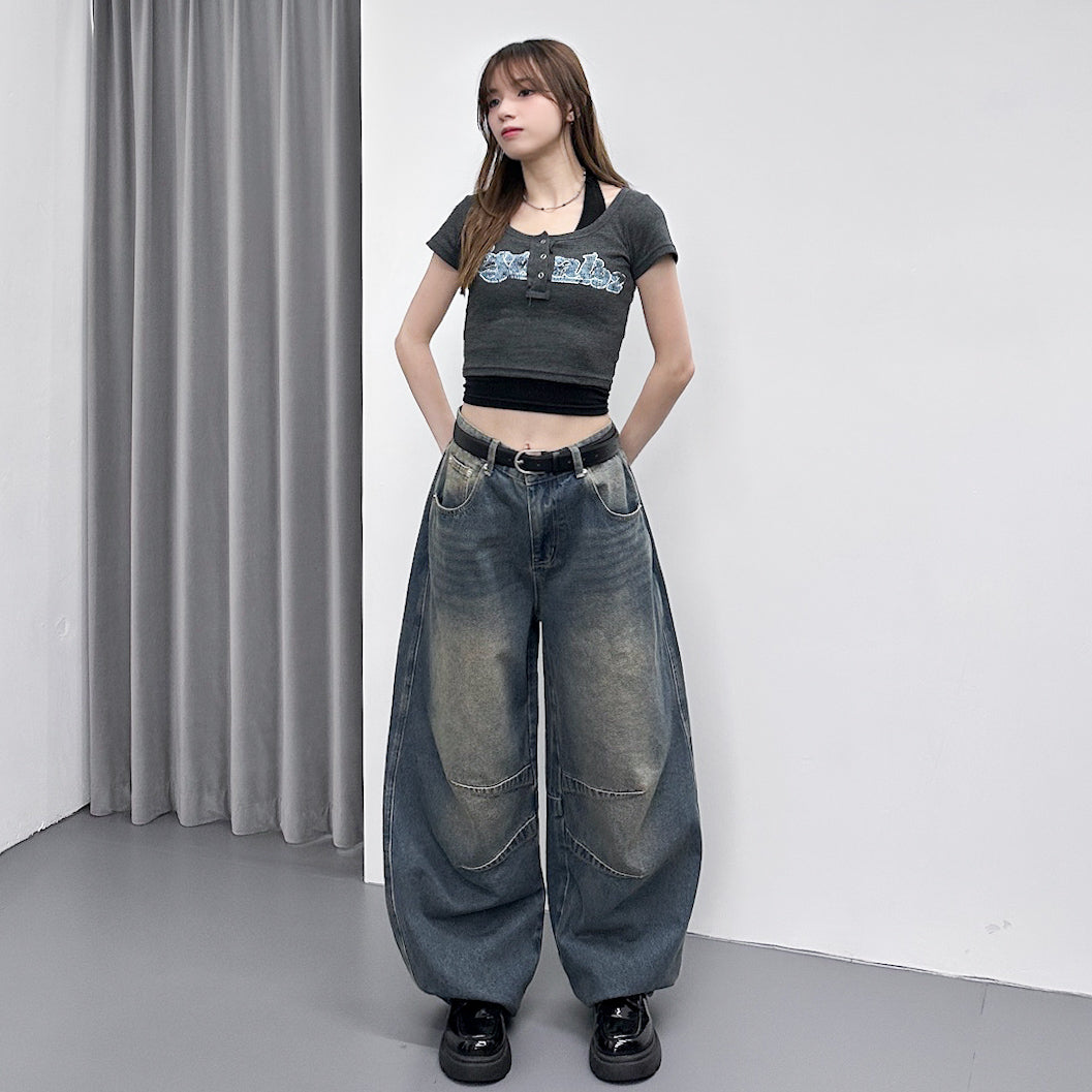 FEARLESS BUTTON CROP TEE/ 2色