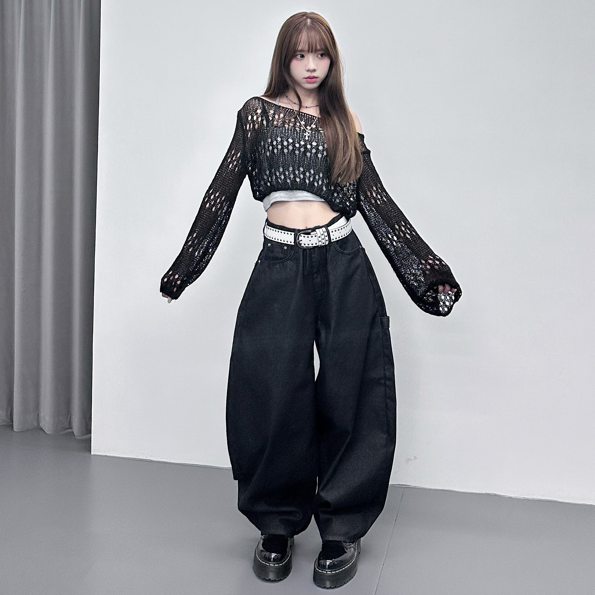[BEST] STUDDED LEOPARD HOLY CROSS SCIMITAR PANTS/ 1色