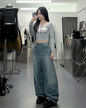 [BEST] 雙材質層次PLEATED RIBBON LONG SLEEVE TOP/ 2色